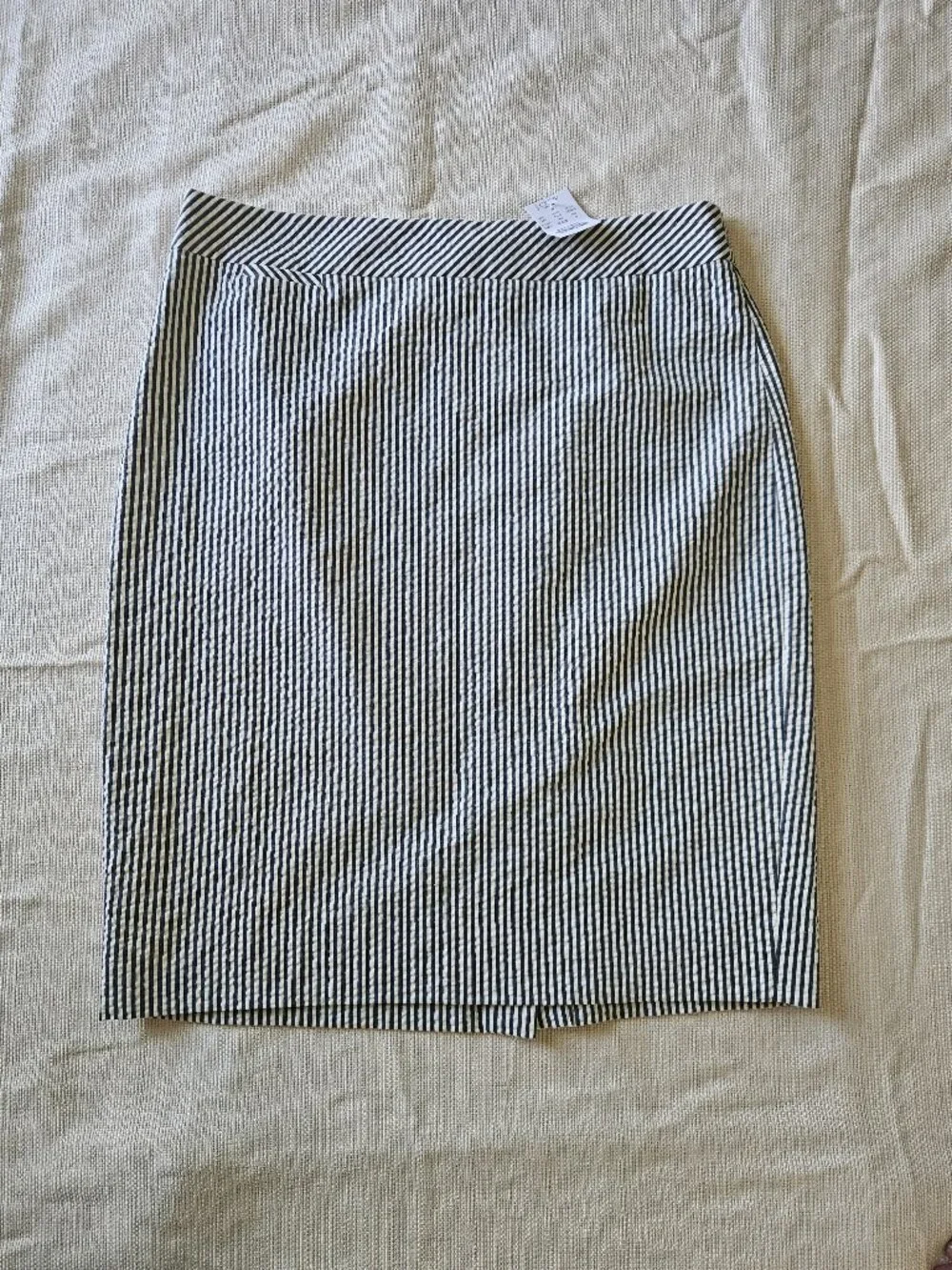 J. Crew No. 2 Pencil Skirt Navy Stripe Seersucker Cotton Spandex